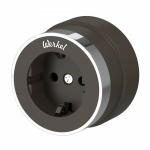 Розетка с заземлением мокко матовый/хром