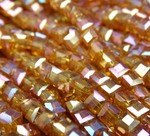 БВ048ДН3 Хрустальные бусины квадратные, цвет: коралловый с цв. AB, 3 мм, кол-во: 63-65 шт.