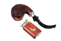 Зажигалка трубочная Mastro de Paja, серебро и бриар