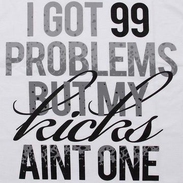 Футболка Sneaktip 99 Problems Splash белая с серым