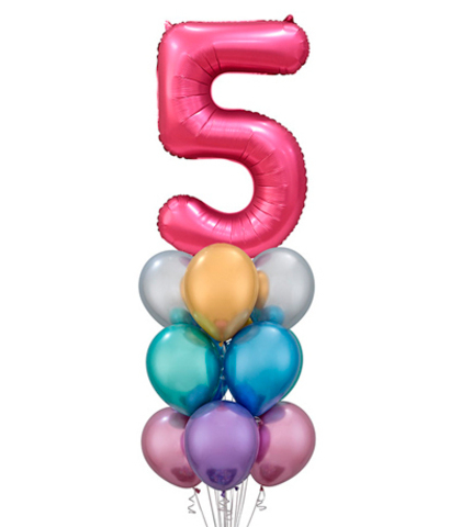 Букет из 9 шаров "Хром" + Цифра