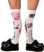 Белые гольфы с черно-розовым принтом (Цвет: белый)