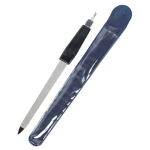 Пилка для ногтей металлическая с триммером в чехле «Галант», цвет ручки черный, цвет пилки серебро,19см✦