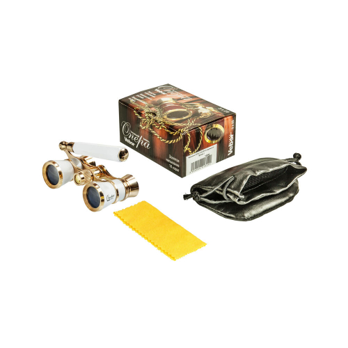 Бинокль театральный Veber Opera БГЦ 3x25 лорнет, белый/золотой