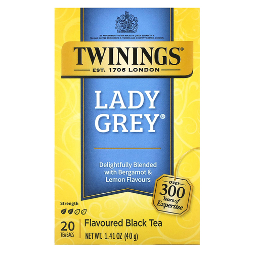Twinings, Леди Грей®, ароматизированный черный чай, 20 чайных пакетиков, 40 г (1,41 унции)