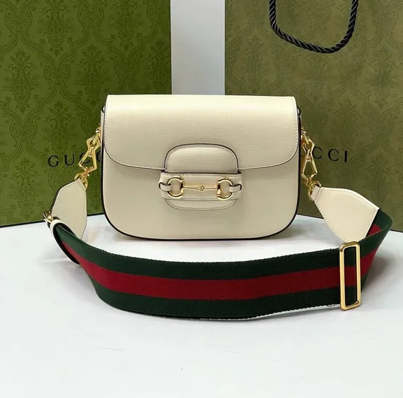 Мини-сумка Gucci Horsebit 1955 белый