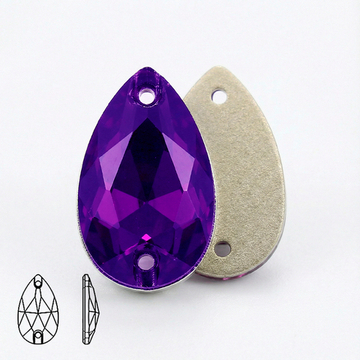 Стразы пришивные из стекла, цвет Purple velvet, форма Teardrop / Pear