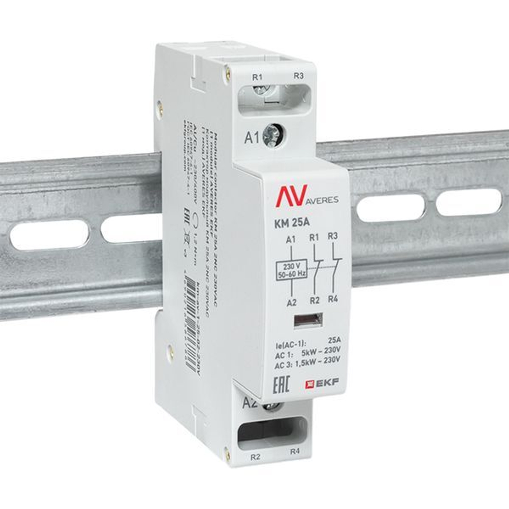 Контактор модульный EKF km-av-1-25-02-230V
