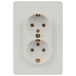 Розетка Intro Style 7-205-01 двойная с заземлением 2X2P+E Schuko, 16А-250В, IP20, СУ, белый