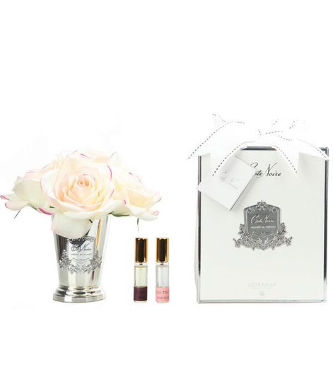 Букет роз бледно-розовый в металлической вазе, Cote Noire