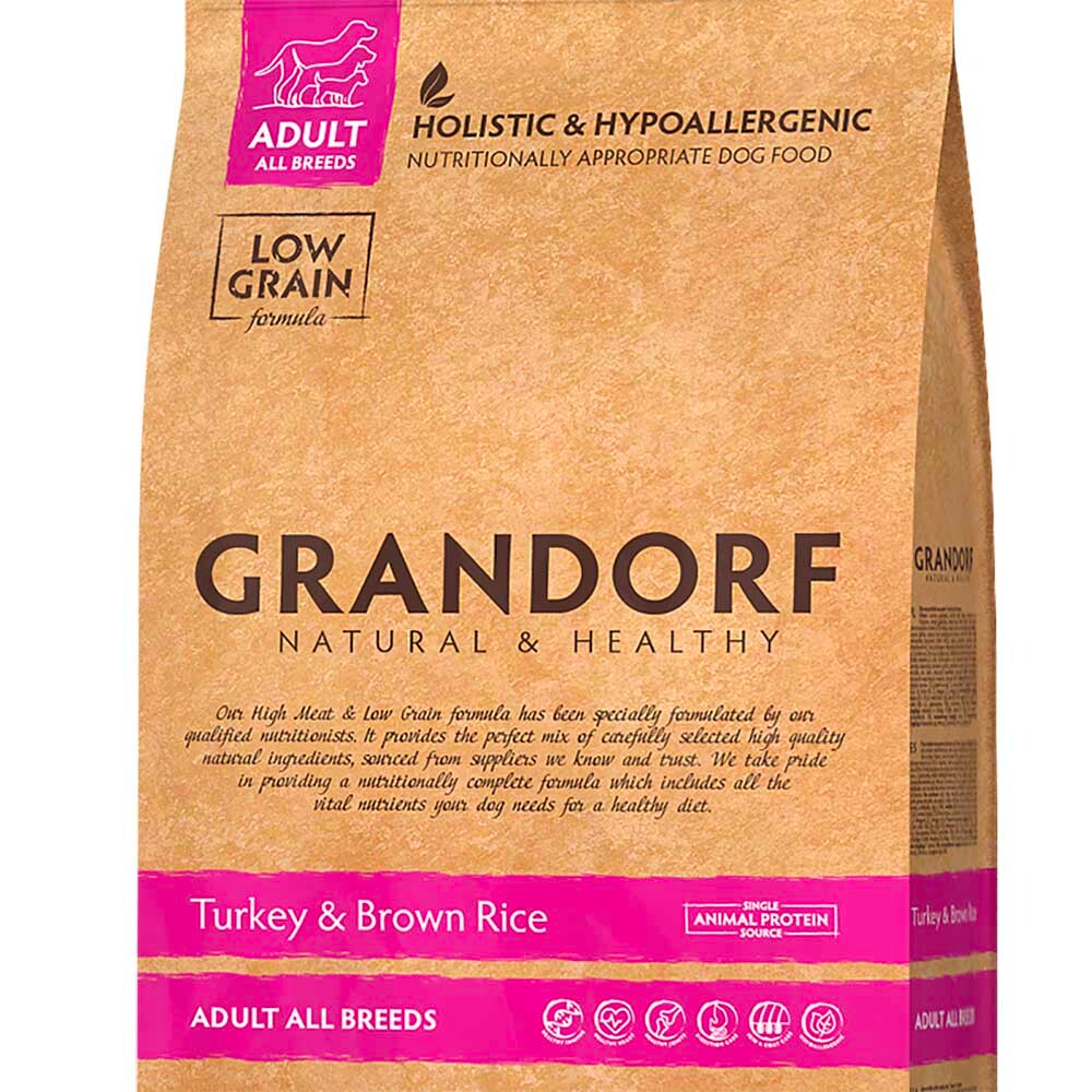 Grandorf Adult All Breeds Turkey&Rice - корм низкозерновой для собак всех пород (индейка с рисом)