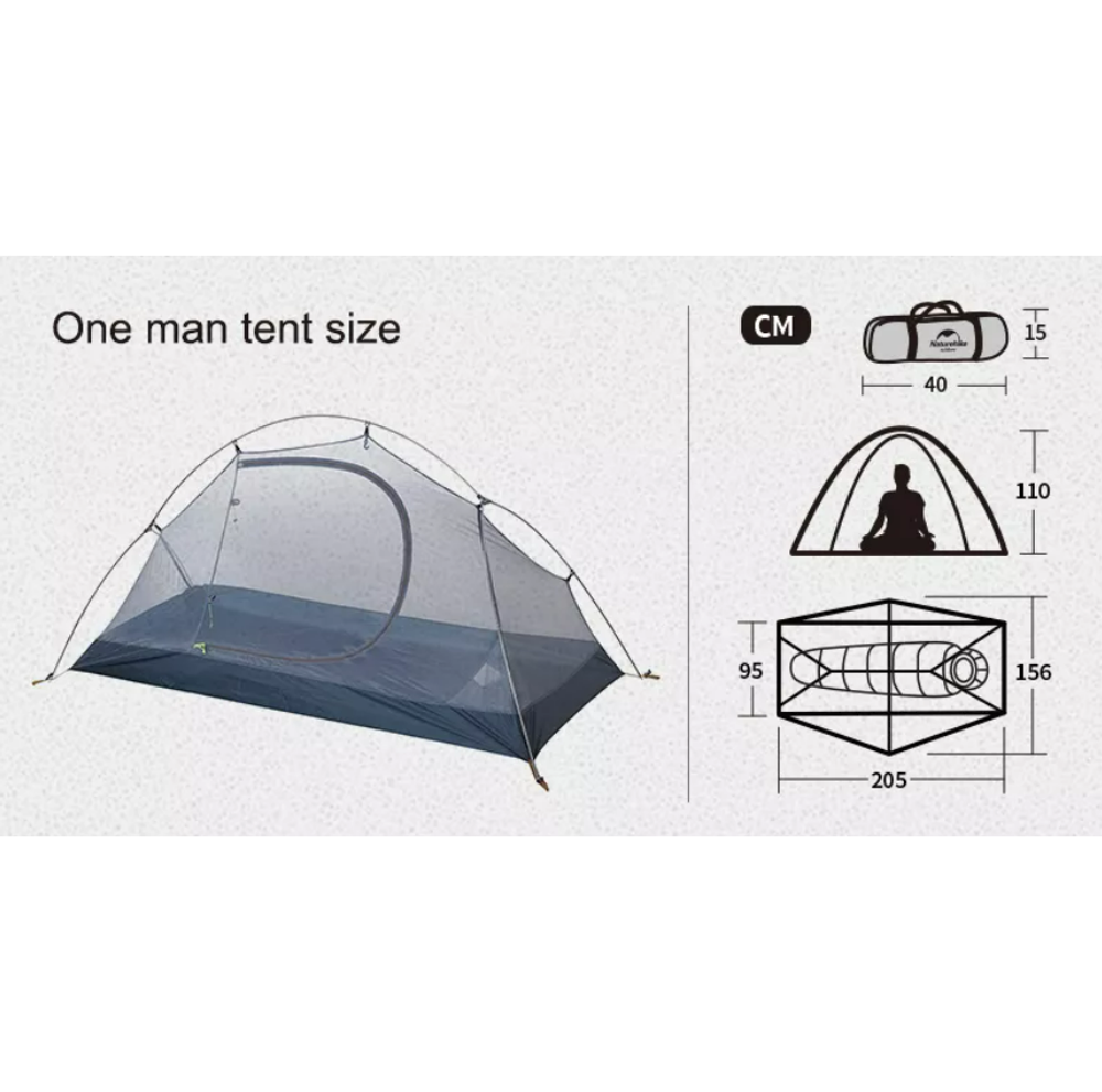 Палатка Naturehike Cycling 1-местная, алюминиевый каркас, сверхлегкая, синий
