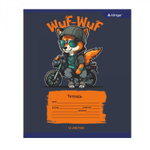 Тетрадь 12л., клетка, Alingar, скрепка, блок офсет, 100% белизна, мелованный картон (стандарт), "Wuf. Dogs"
