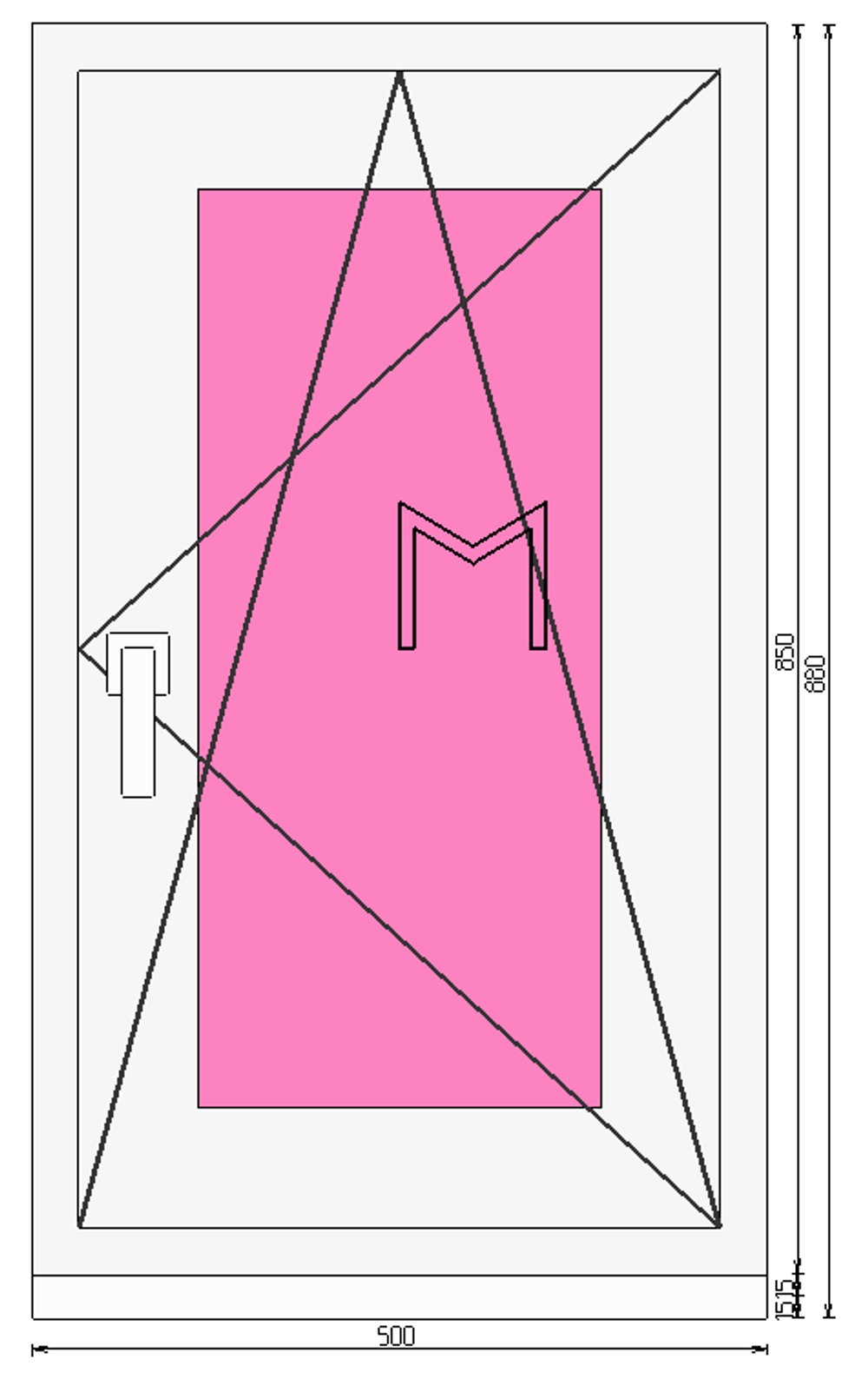 Пластиковое окно 850 х 500 ТермА Эко с поворотно - откидной створкой