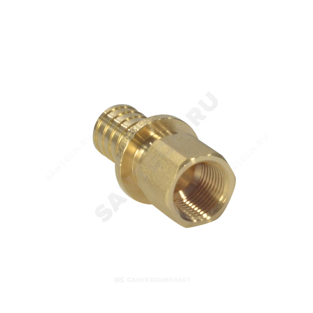Муфта для PE-X труб аксиальная латунь Дн 16х1/2" ВР РОС