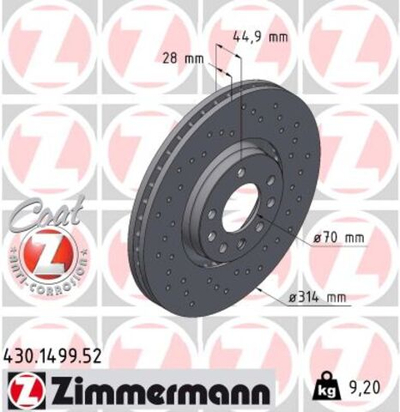 ZIMMERMANN - 430149952-ZIM - Brake Disc