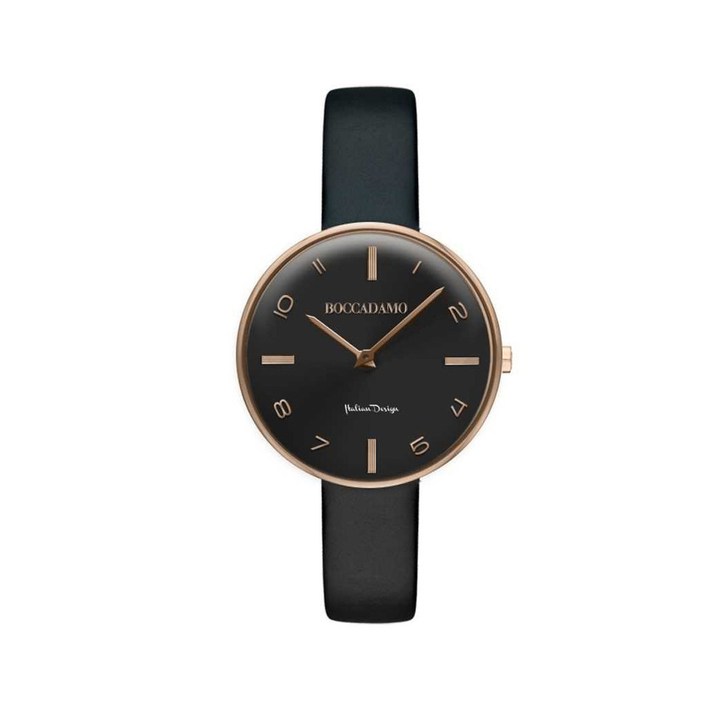 Часы Boccadamo PinUp Black PU011 BW с кожаным ремешком, минеральным стеклом