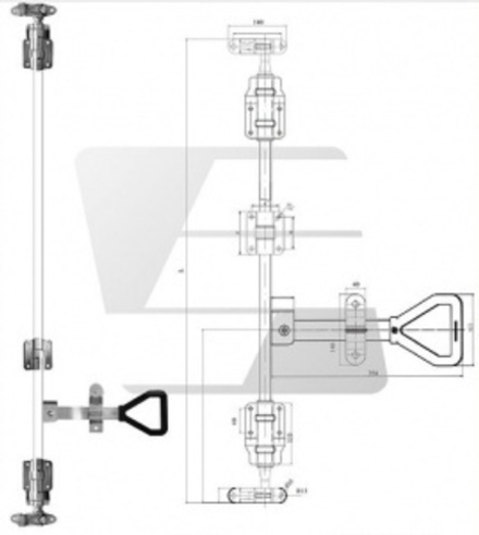 Замок на ворота фургона d=22 с рукояткой Delta SS, из нержавеющей стали