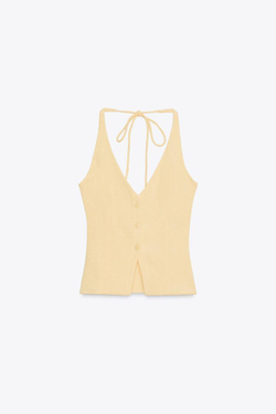 ZARA ТЕКСТУРИРОВАННЫЙ ТОП-ЖИЛЕТ, ЖЕЛТЫЙ