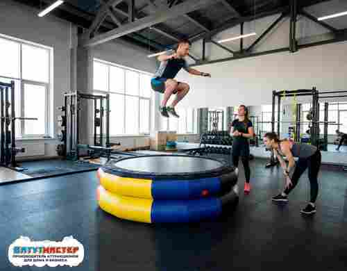 Надувной круглый батут с ручками для фитнеса, гимнастики, акробатики
