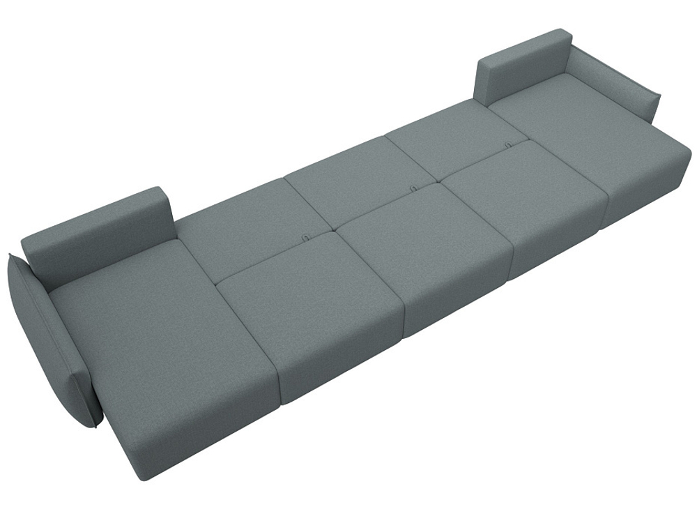 Диван П-образный Лига-051 НПБ МегаЛонг РОГОЖКА Амур 07 серый