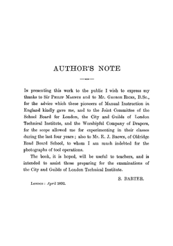 Manual instruction; woodwork. (the English sloyd) | S Barter