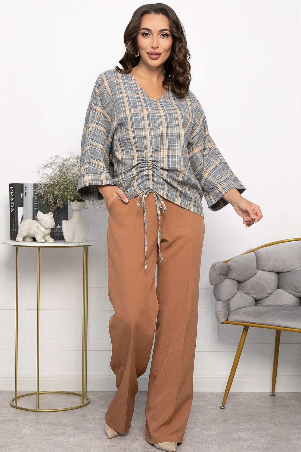 Блуза Ватсон (серо-бежевая) Б14150-12М LT Collection