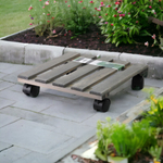 Подставка для цветов, 30х30х7, Флорэль, круглая на колесиках, этажерка, напольное, на подоконник, полка, из массива дерева, серый, Dipriz