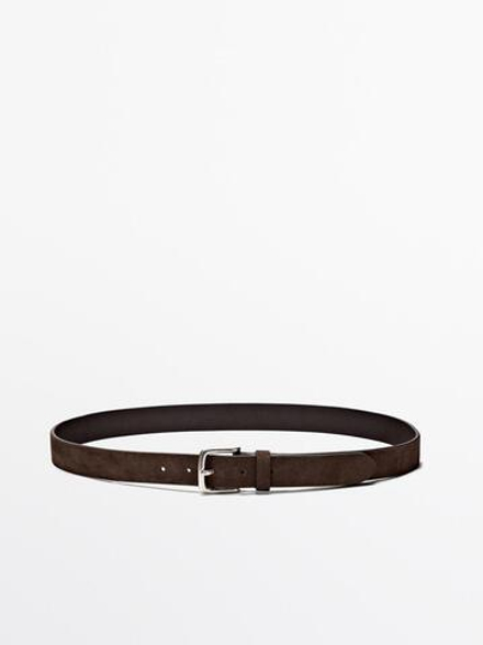 Massimo Dutti Ремень из толстой кожи наппа, коричневый