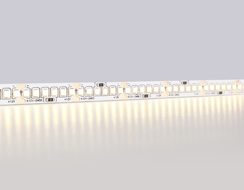 Светодиодная лента GS1401 2835 240Led/ 17W m/ 12V IP20 3000K/ 5000*10*1.2mm/ кратность резки 25mm (2 конт.)