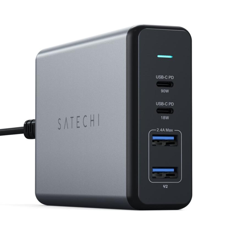 Сетевое зарядное устройство Satechi мощностью 108 Вт (2 USB-C, 2 USB-A) Настольный многопортовый мощный адаптер питания. Есть поддержка PD