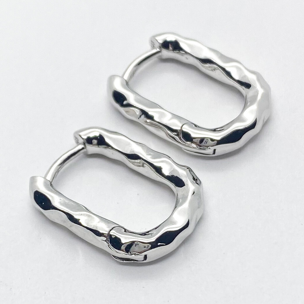 Ювелирные швензы с родиевым покрытием, размер 22*17 мм, цена за пару