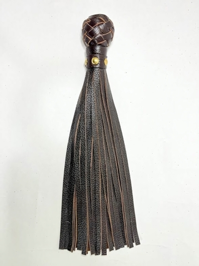 Коричневая генитальная кожаная плеть - 30 см. (Цвет: коричневый)