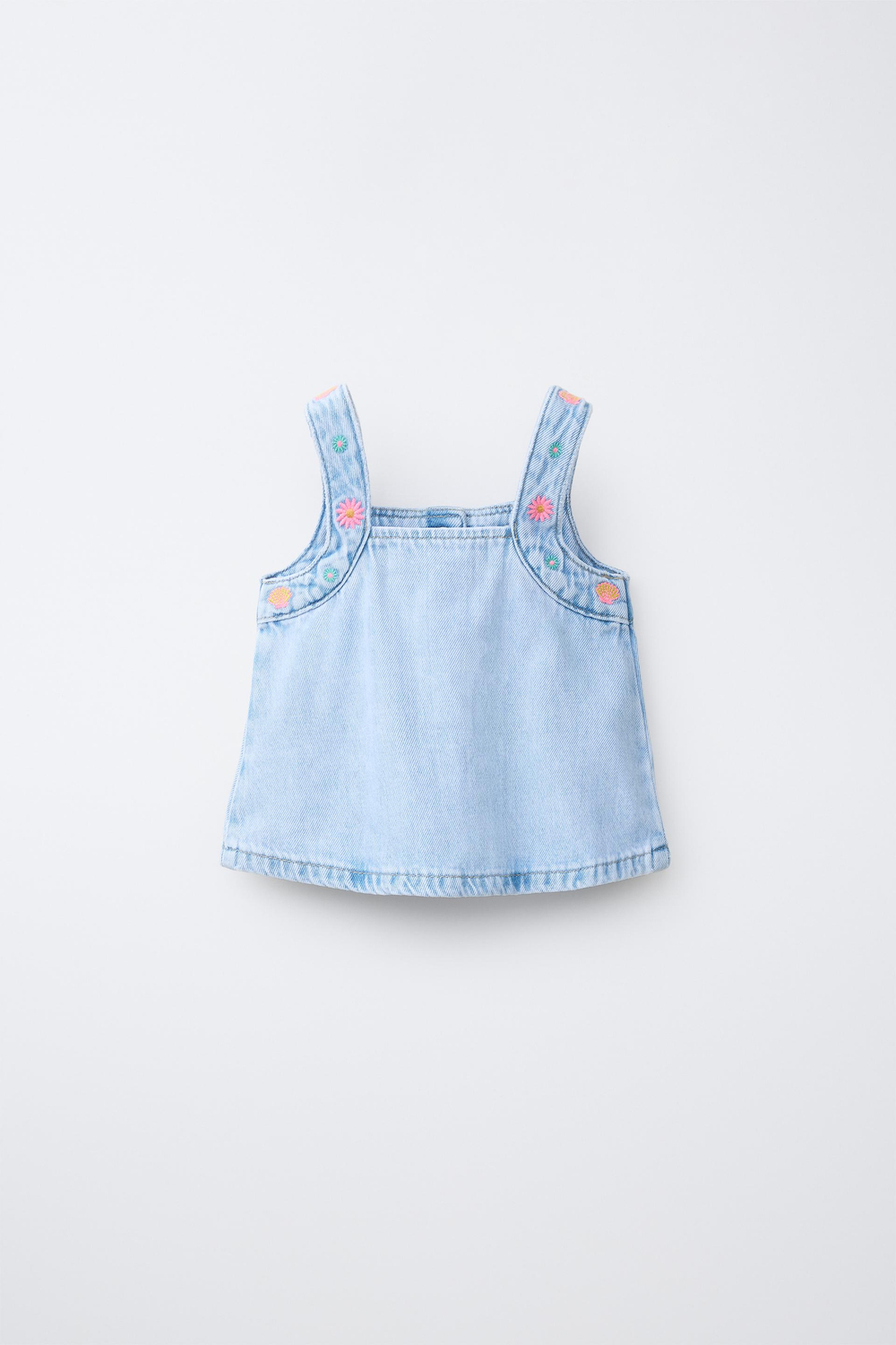 ZARA ДЖИНСОВЫЙ ТОП С ВЫШИВКОЙ, СИНИЙ