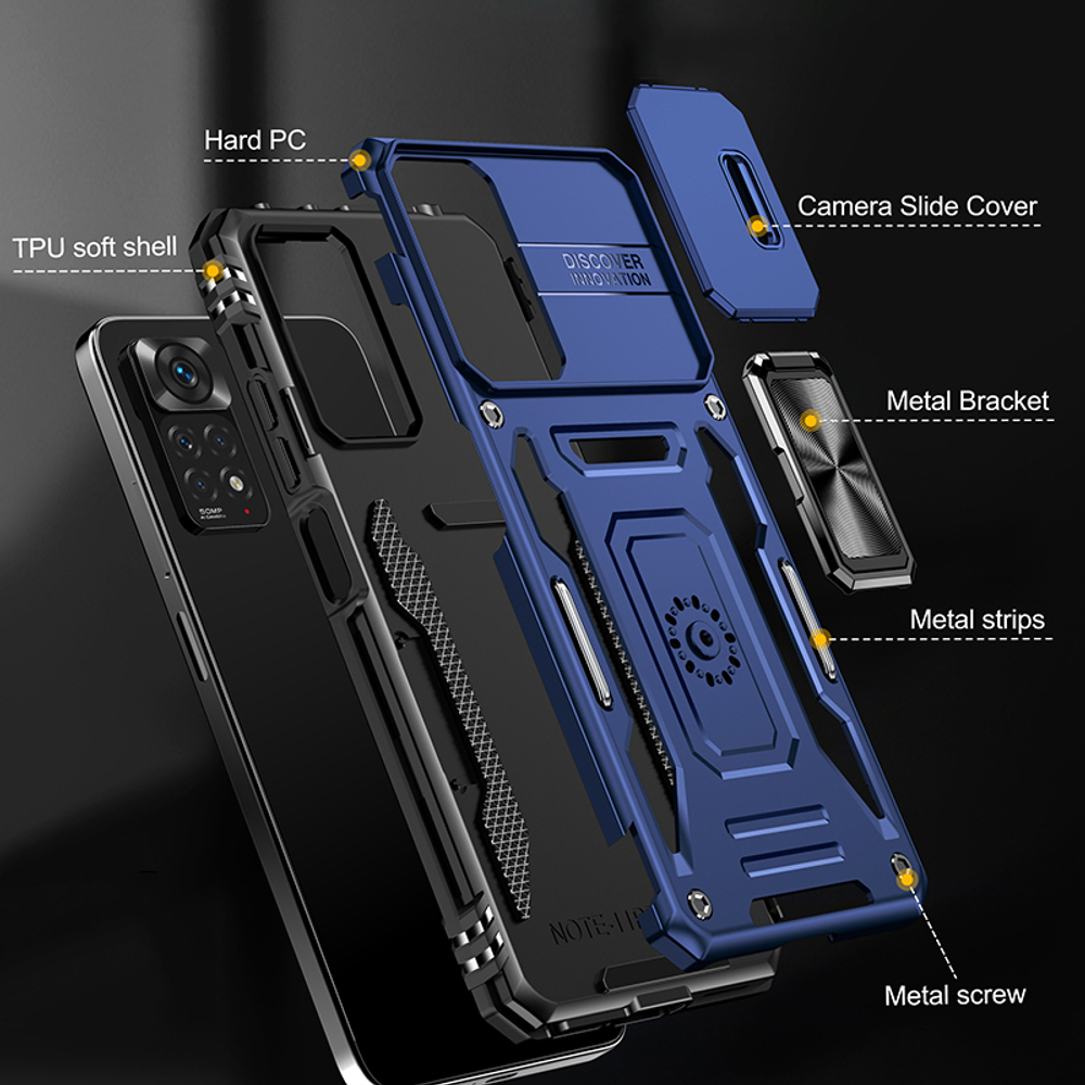 Чехол Safe Case с кольцом и защитой камеры для Xiaomi Redmi Note 11 Pro