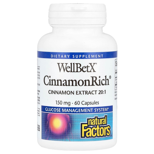 Natural Factors, WellBetX®, CinnamonRich®, 150 мг, 60 капсул