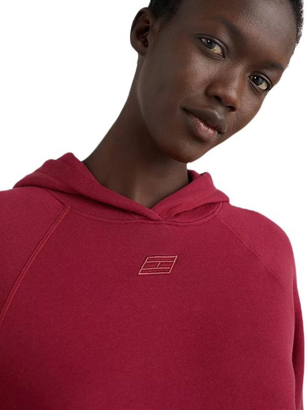 Женская теннисная куртка Tommy Hilfiger Relaxed Soft Modal Fleece HWK - rouge
