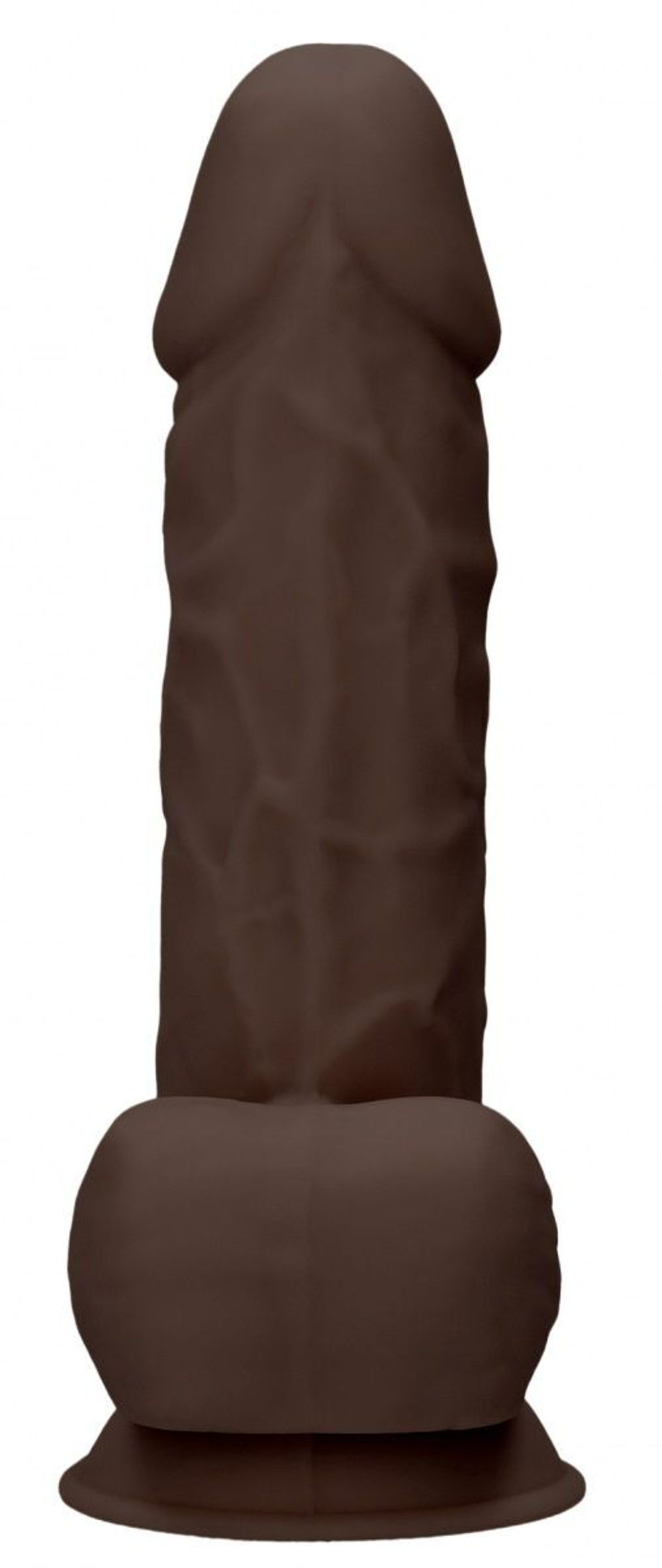 Коричневый фаллоимитатор Silicone Dildo With Balls - 21,6 см. (Цвет: коричневый)