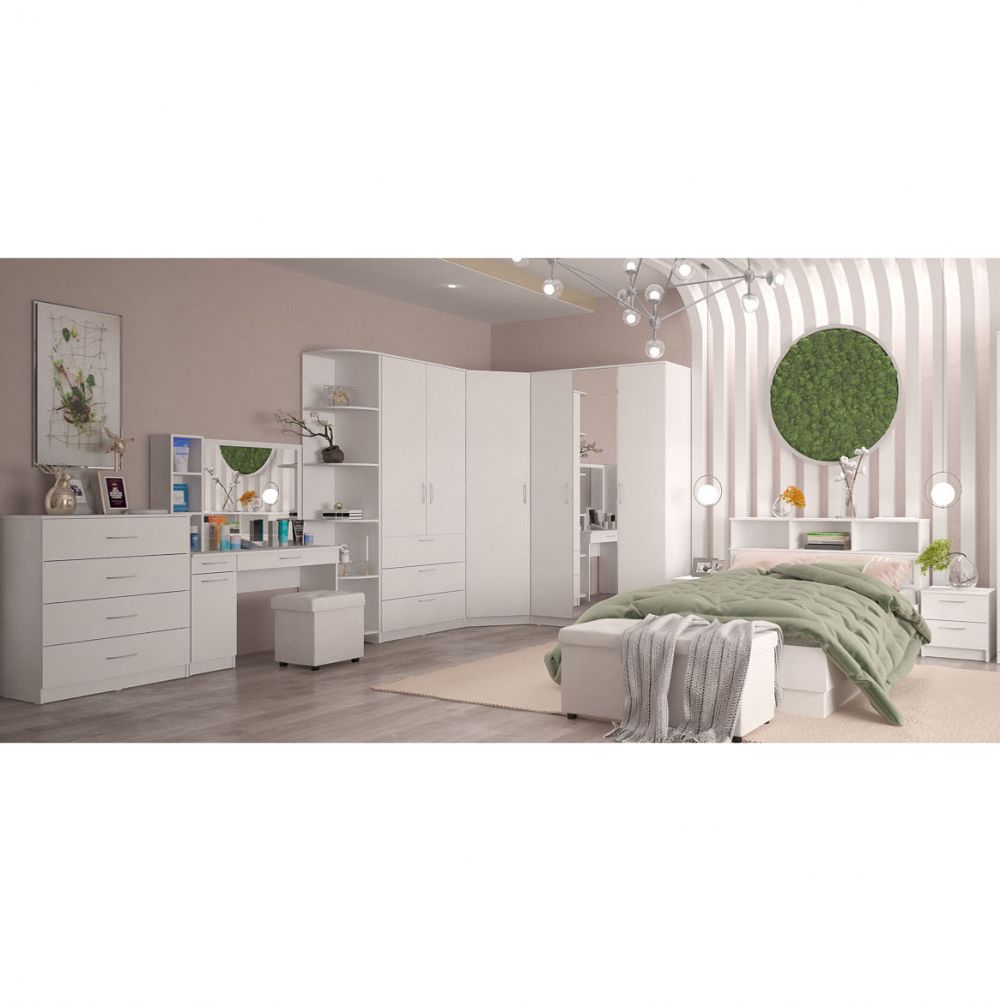 Кровать 1400 ПМ Париж (белый), МФ 1+1