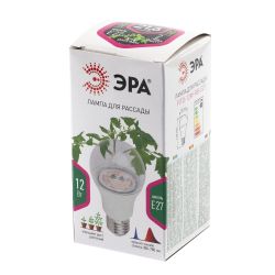 Фитолампа для растений светодиодная ЭРА FITO-12W-RB-E27 красно-синего спектра 12 Вт Е27 | Фитолампы Е27