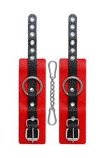 Красно-черные мягкие наручники с одним ремешком с люверсами (Цвет: красный)