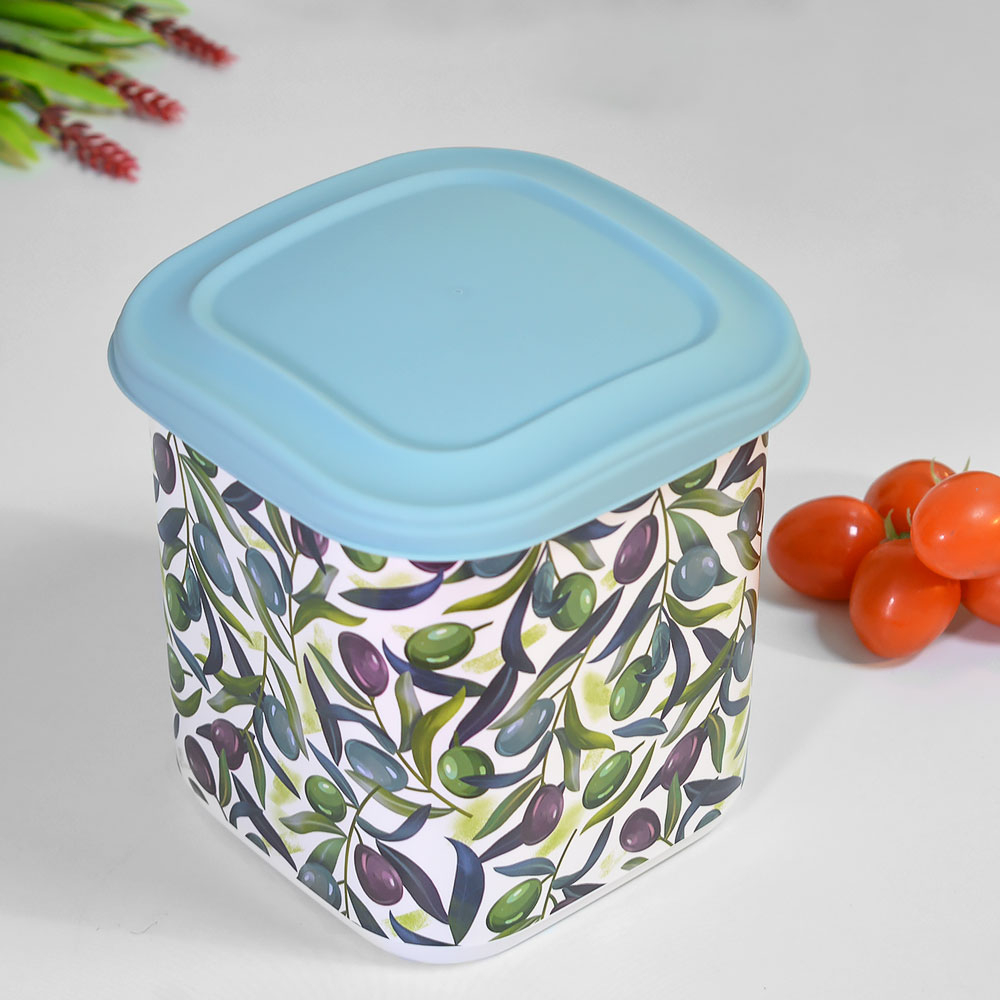 Емкость для сыпучих продуктов 1,8л с декором (зеленый)