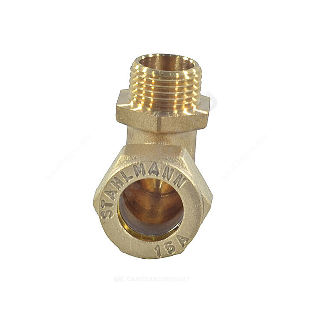 Угольник латунь 90гр 15Aх1/2" обжим/НР STAHLMANN SEML1501/2BEF