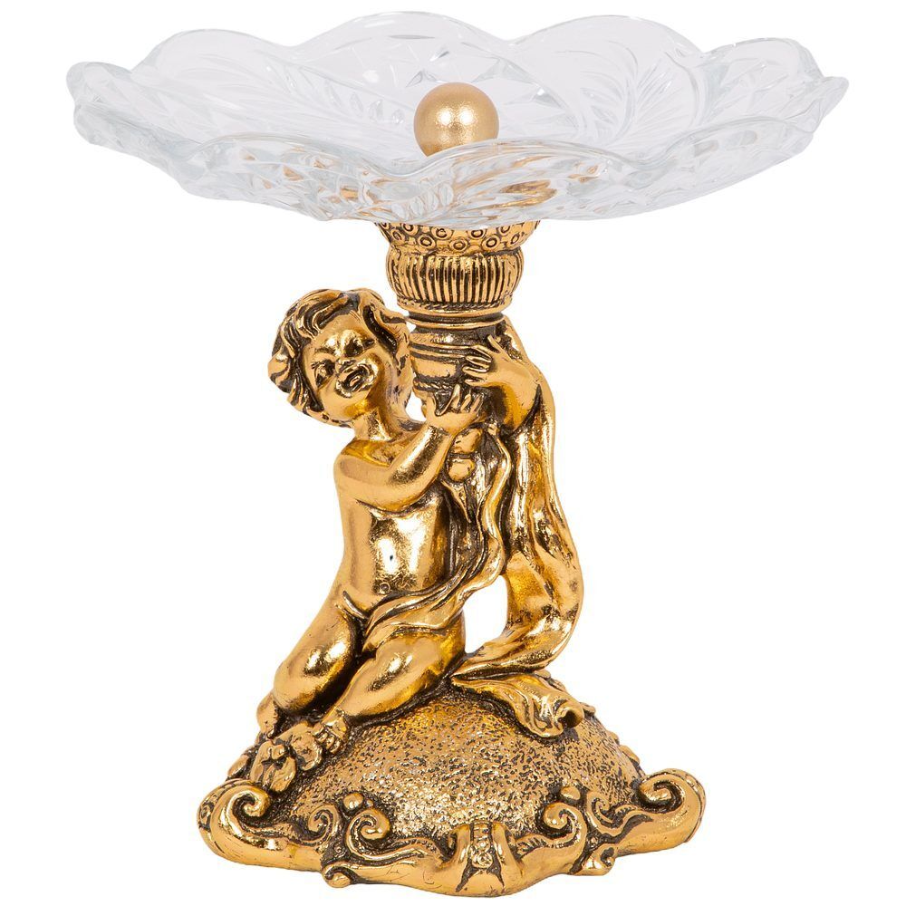 Фруктовница-конфетница Эдем со стеклянной чашей Бронза