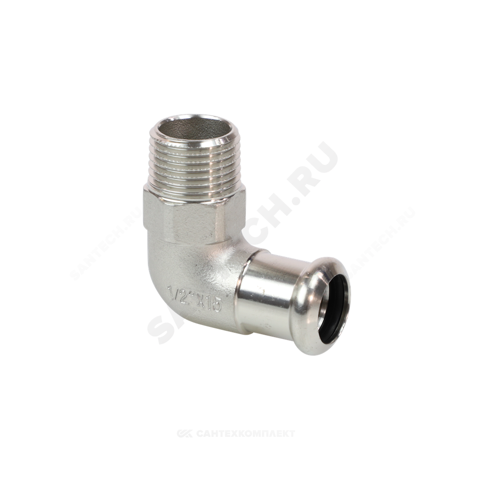 Угольник сталь нерж AISI 316L 90гр Дн 22х3/4" Ру16 пресс/НР Inoxpres RM 197304022