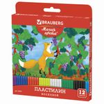 Пластилин восковой BRAUBERG "МАГИЯ ЦВЕТА", 12 цветов, 180 г, со стеком, европодвес, 103307