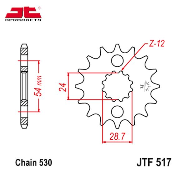 JT JTF517.17 звезда передняя (ведущая), 17 зубьев