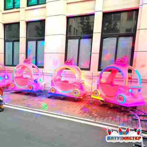 Детский поезд на рельсах с подсветкой «Принцесса», 5 кареток, 10 мест