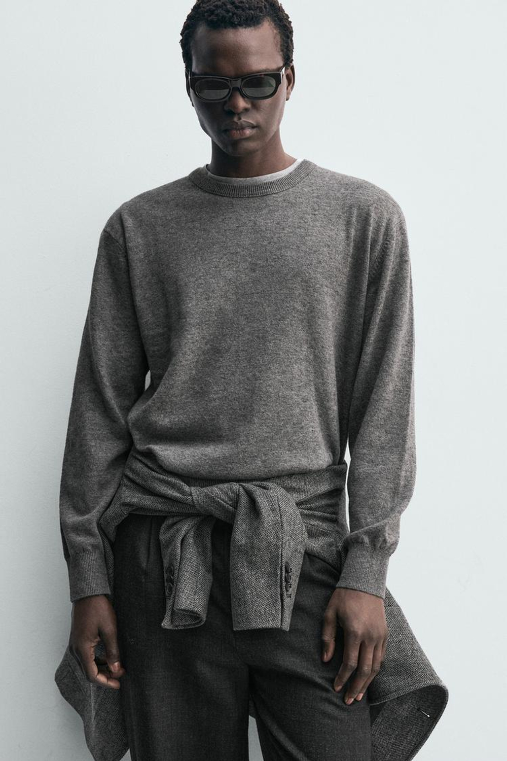 ZARA СВИТЕР ИЗ СМЕСОВОЙ ШЕРСТИ, СЕРЫЙ МЕЛАНЖ