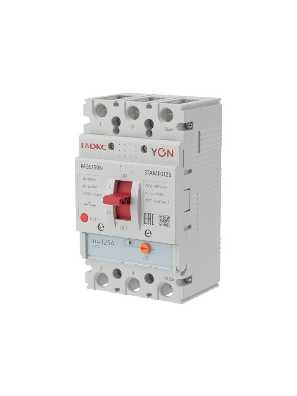 Выключатель автоматический MGS160 3P 100-125A 36kA YON MGS160N-3TAMF0125